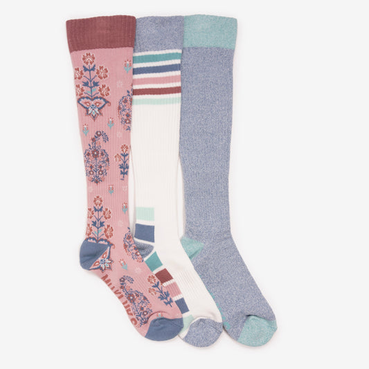 Muk Luks LUXE Tall Cotton Compression Socks 3 Pack