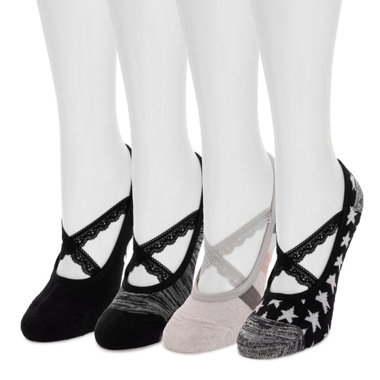 Muk Luks Studio Socks - Criss Cross Ballerina 4PK