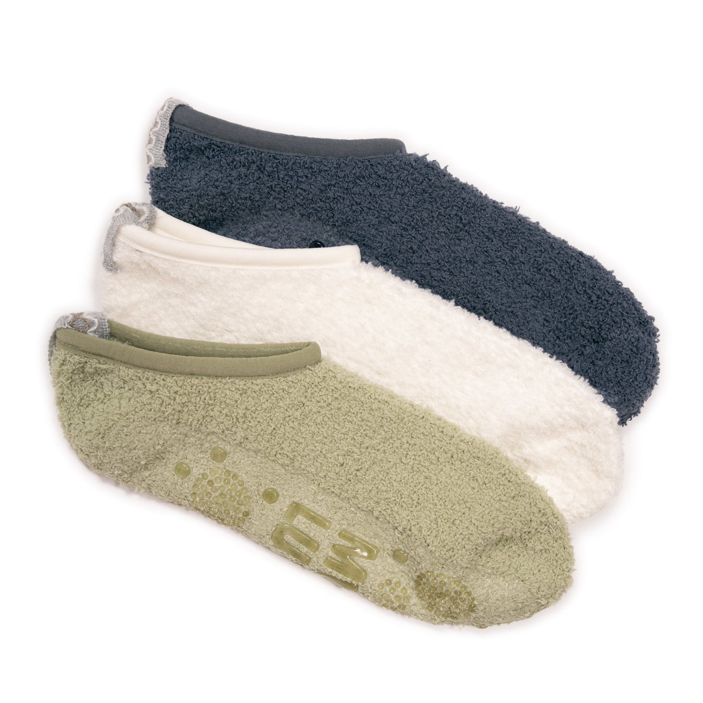 Muk Luks 3 Pack Low Cut Cozy Socks With Grippers