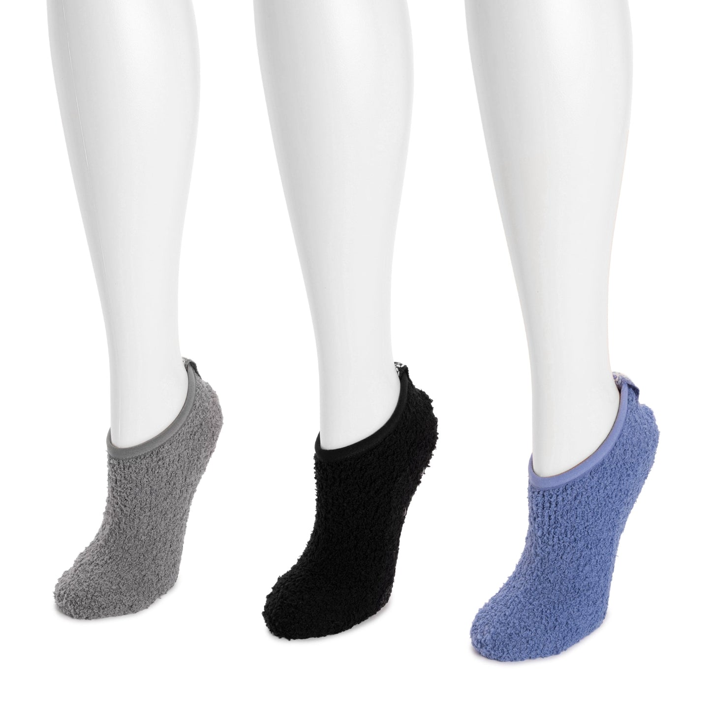 Muk Luks 3 Pack Low Cut Cozy Socks With Grippers
