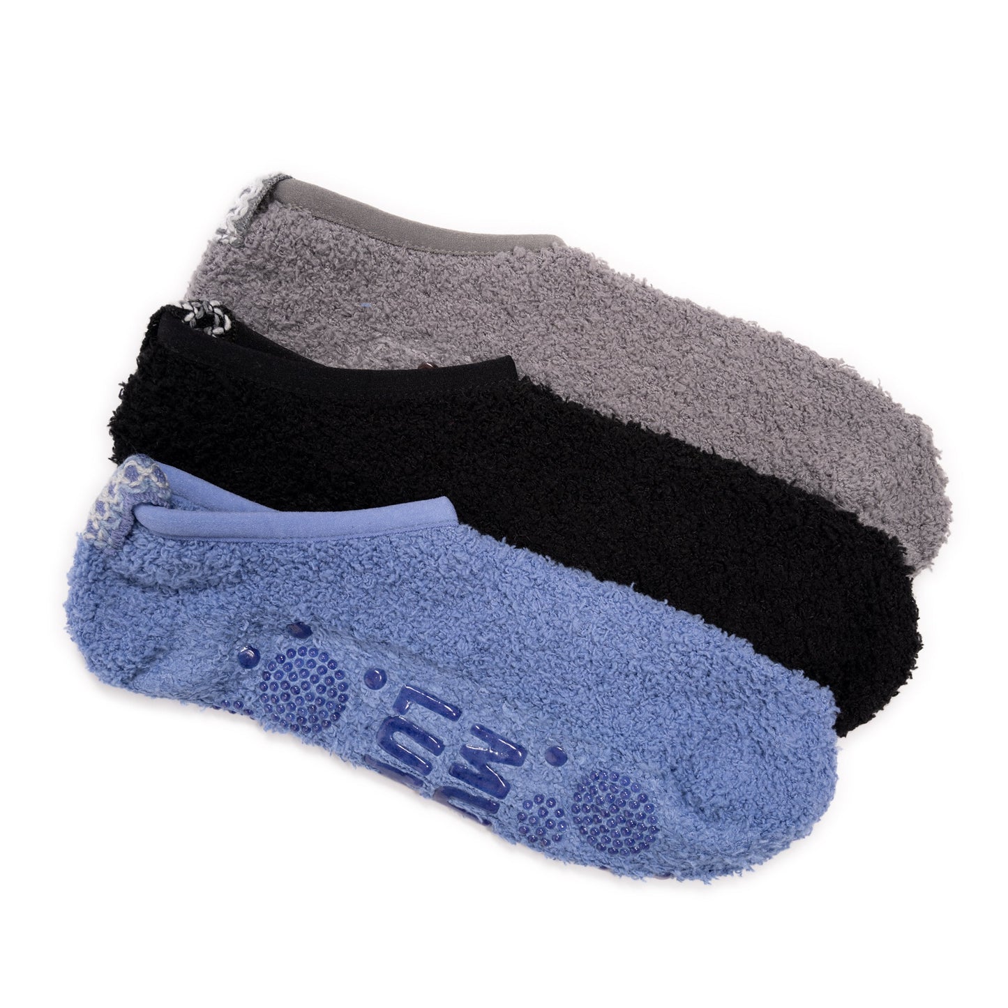 Muk Luks 3 Pack Low Cut Cozy Socks With Grippers