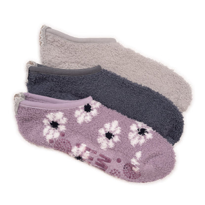 Muk Luks 3 Pack Low Cut Cozy Socks With Grippers