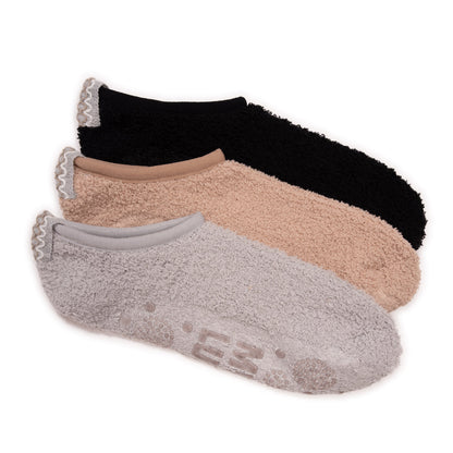 Muk Luks 3 Pack Low Cut Cozy Socks With Grippers
