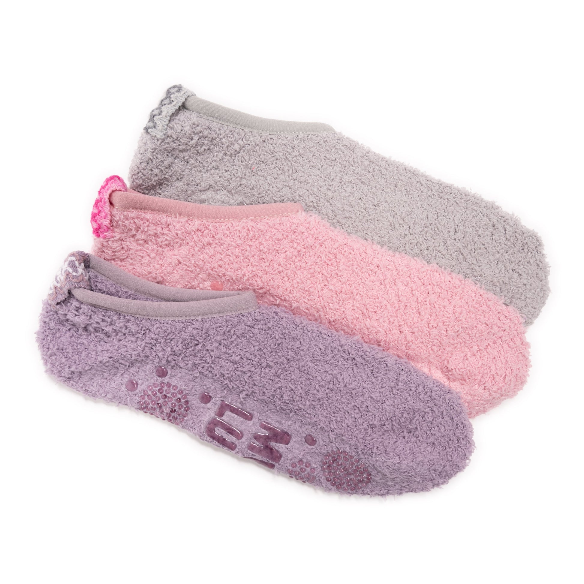 Muk Luks 3 Pack Low Cut Cozy Socks With Grippers