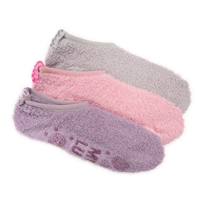Muk Luks 3 Pack Low Cut Cozy Socks With Grippers