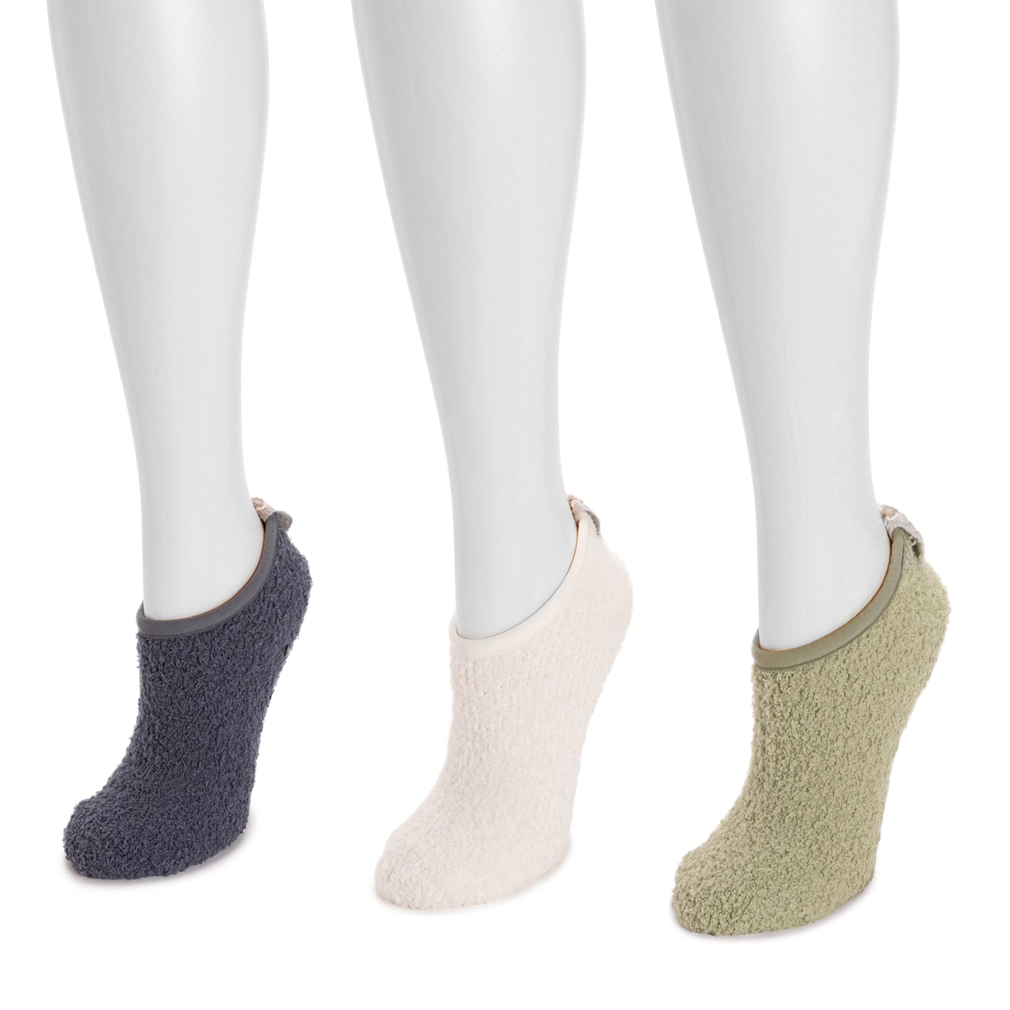 Muk Luks 3 Pack Low Cut Cozy Socks With Grippers
