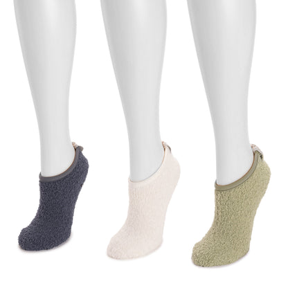 Muk Luks 3 Pack Low Cut Cozy Socks With Grippers