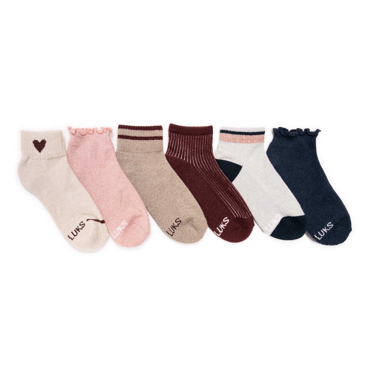 Muk Luks 6 Pack Dream Step Mini Crew Sock