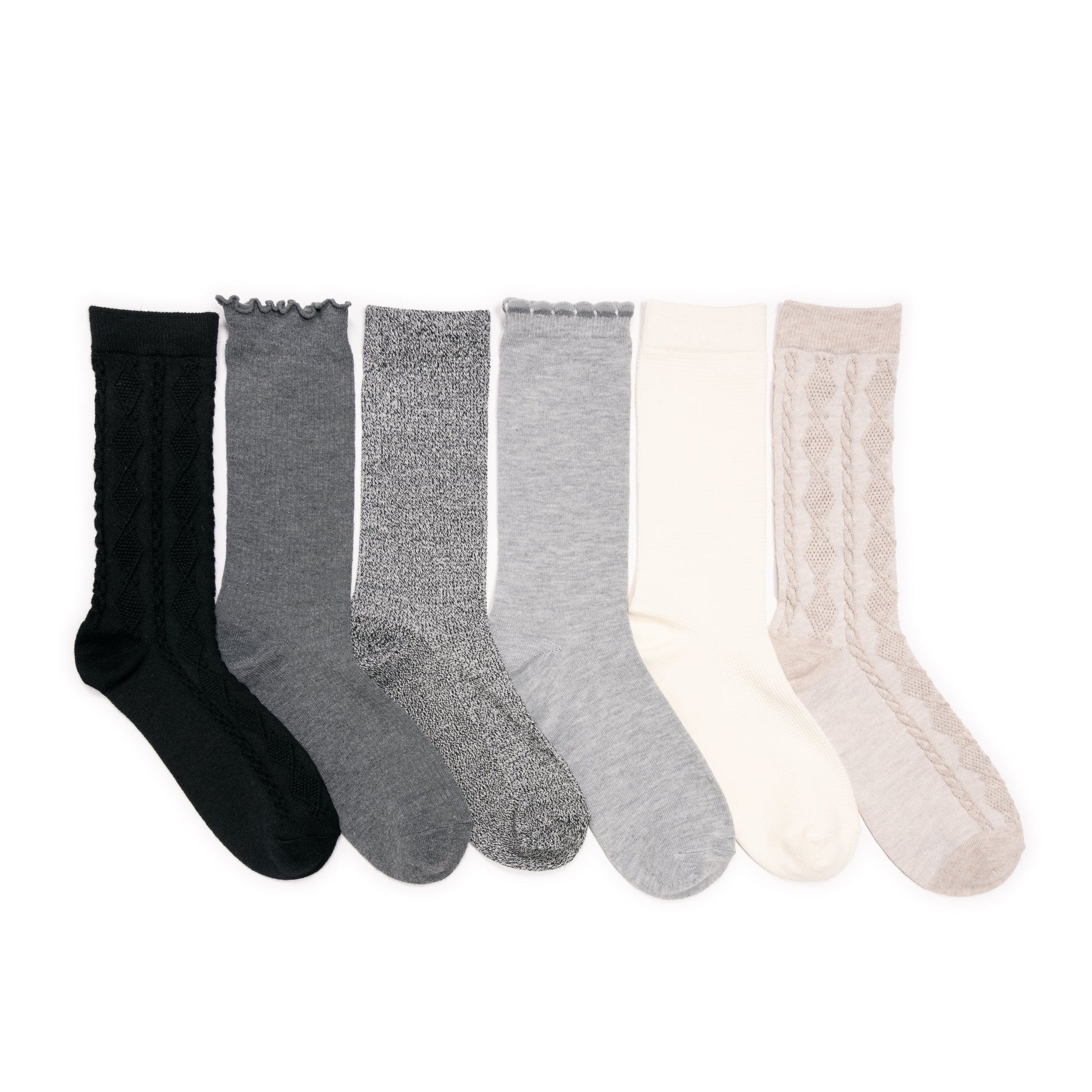 Muk Luks 6 Pack Whisper Soft Crew Socks 8 Inch