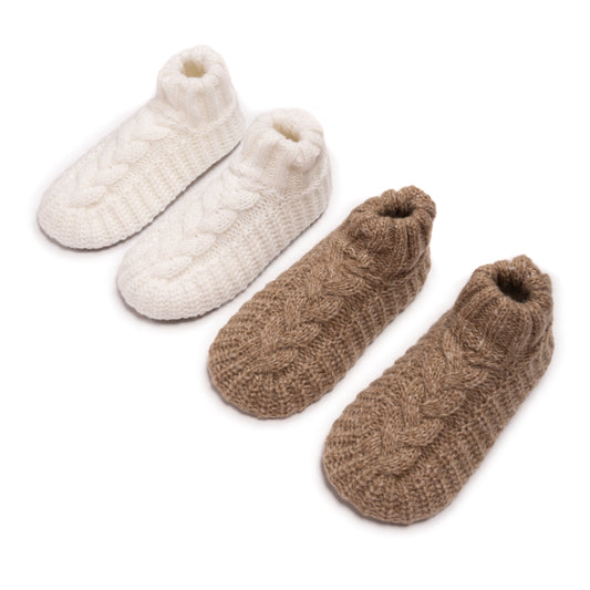 Muk Luks Cuffed Sweater Knit Bootie Slippers - 2 Pair Pack