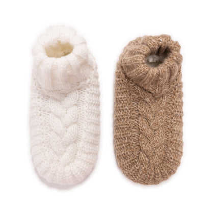 Muk Luks Cuffed Sweater Knit Bootie Slippers - 2 Pair Pack