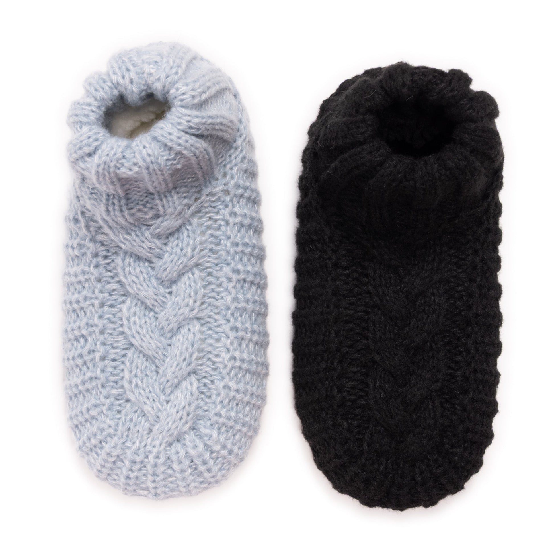 Muk Luks Cuffed Sweater Knit Bootie Slippers - 2 Pair Pack