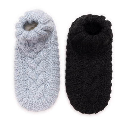 Muk Luks Cuffed Sweater Knit Bootie Slippers - 2 Pair Pack