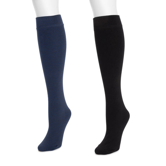 Muk Luks Fleece Lined 2-Pair Pack Knee High Socks
