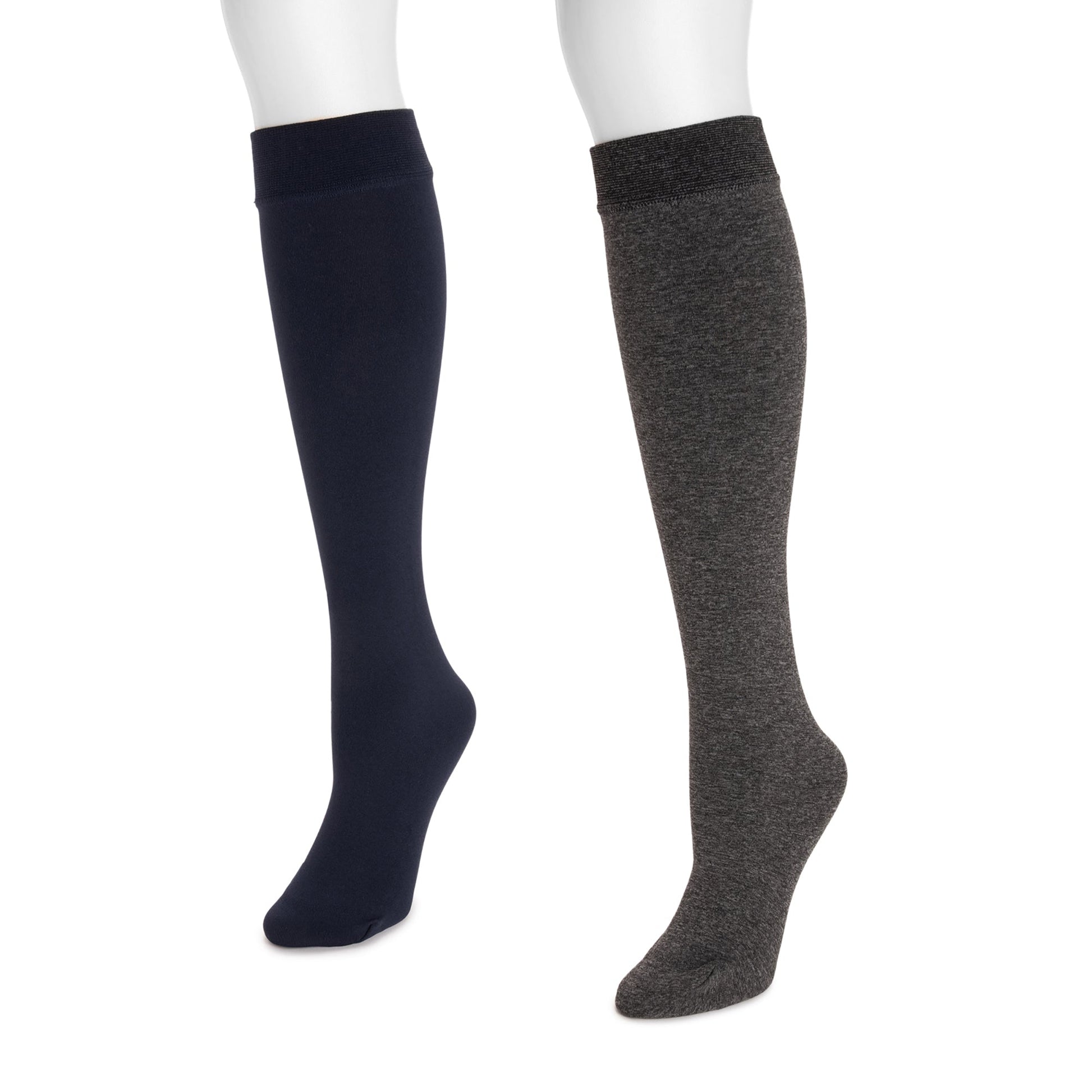 Muk Luks Fleece Lined 2-Pair Pack Knee High Socks