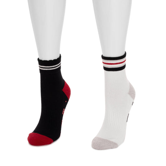 Muk Luks Studio Socks - Quarter Crew Cotton Compression 2 Pack