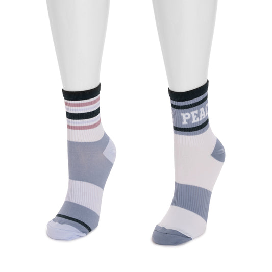 Muk Luks Studio Socks - Quarter Crew Nylon Compression 2 Pack