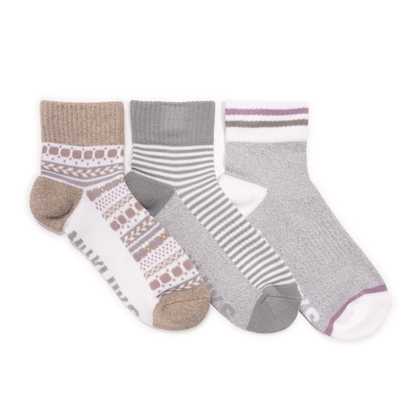 Muk Luks 3 Pair Pack Quarter Crew Cotton Compression Sock