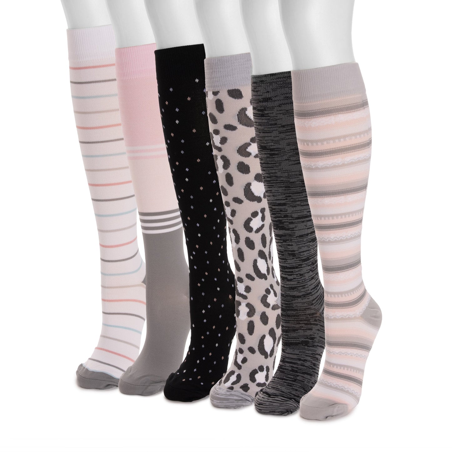Muk Luks 6 Pack Nylon Compression Knee-High Socks