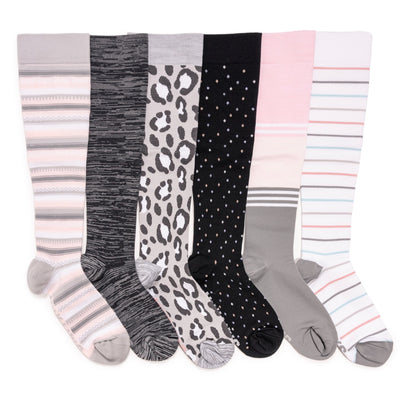 Muk Luks 6 Pack Nylon Compression Knee-High Socks