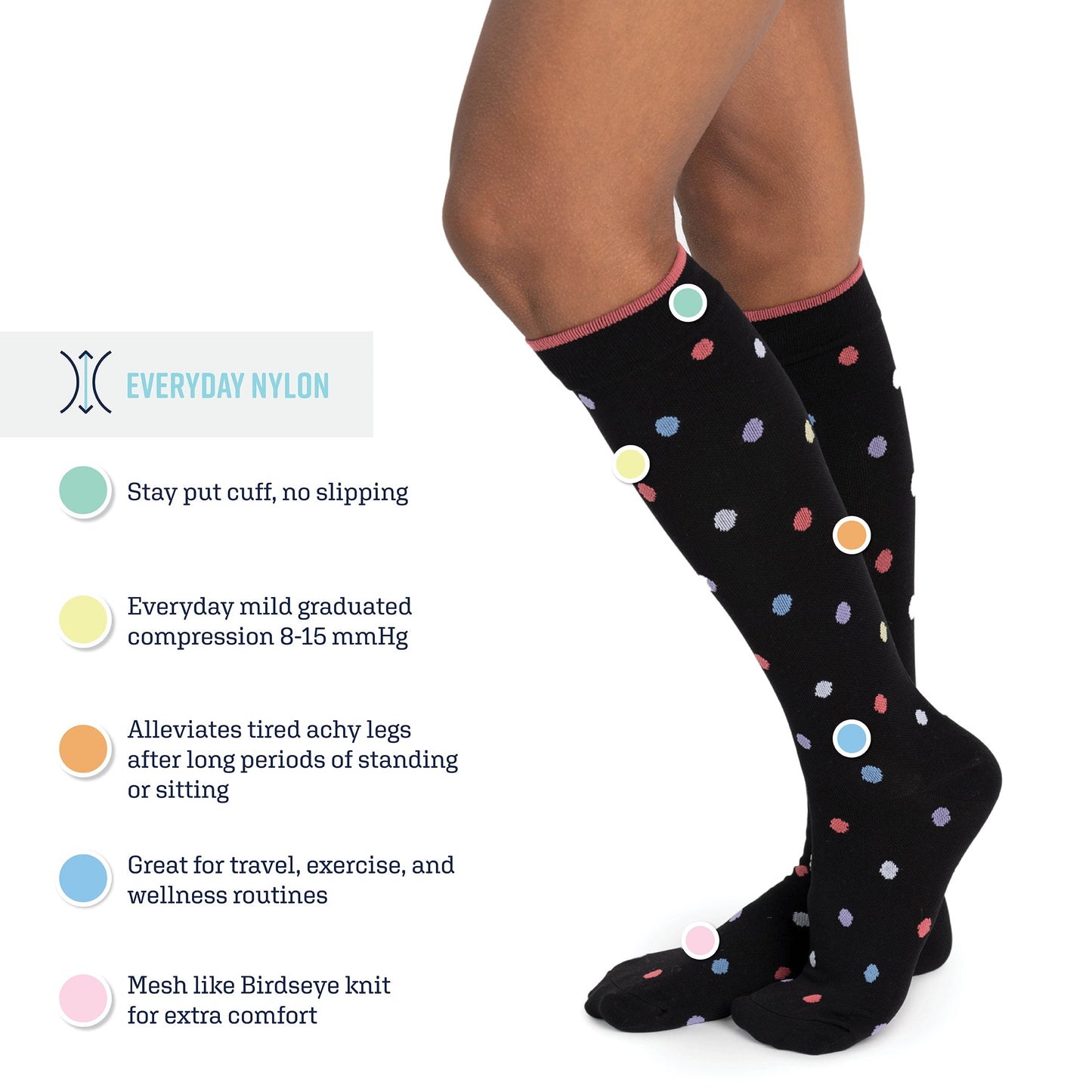 Muk Luks 6 Pack Nylon Compression Knee-High Socks