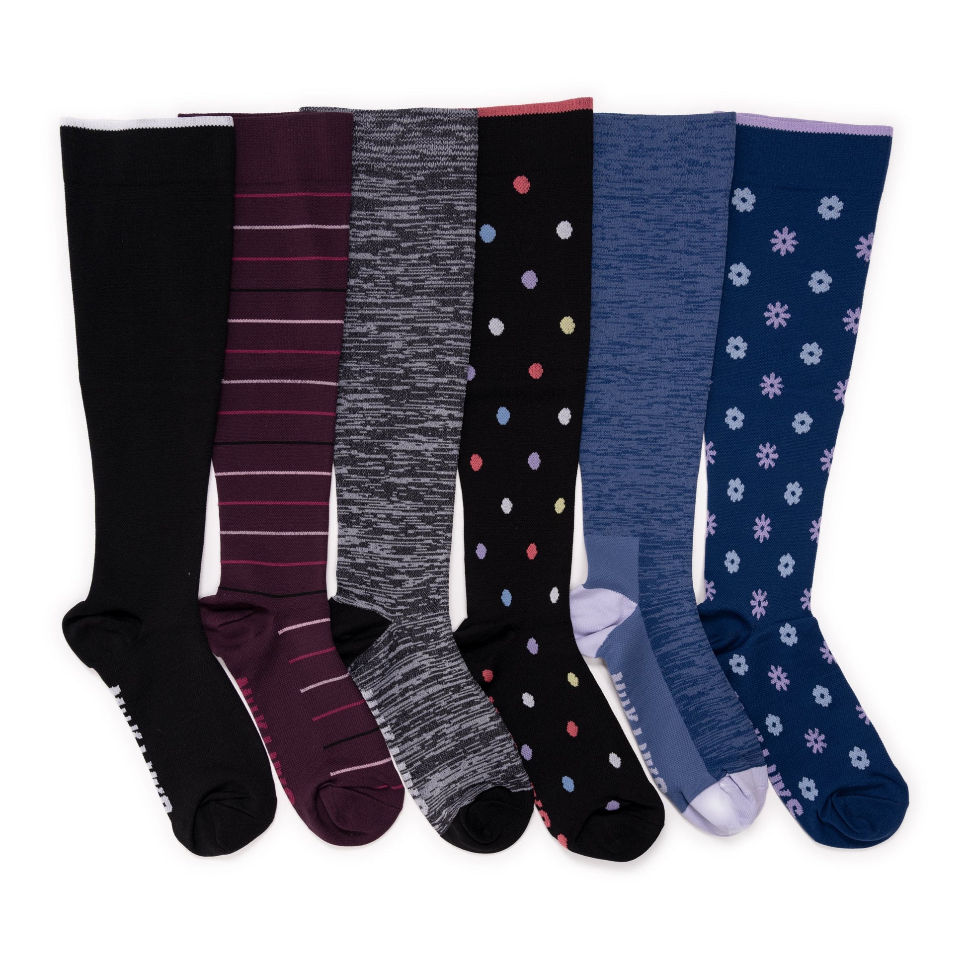 Muk Luks 6 Pack Nylon Compression Knee-High Socks