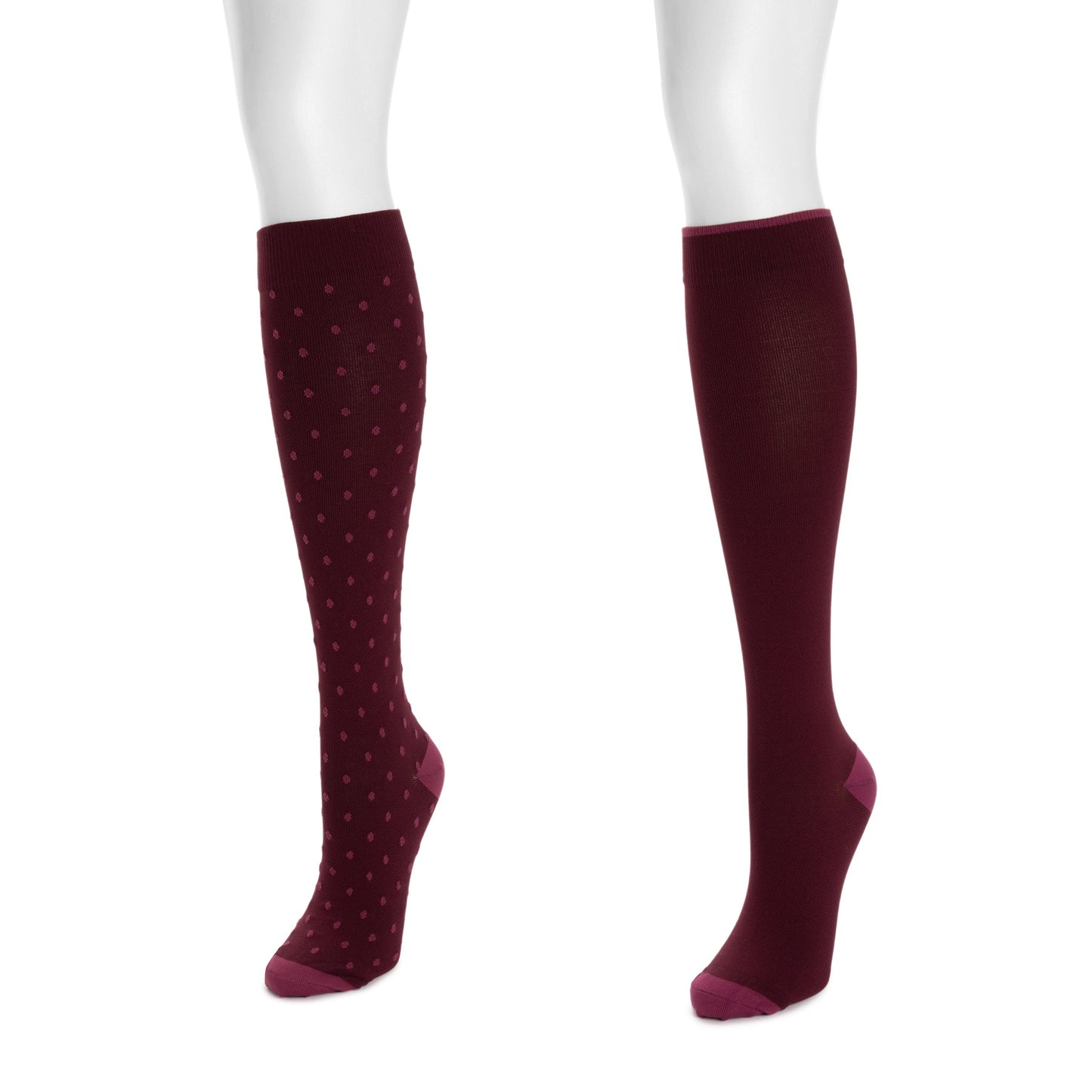 Muk Luks 2 Pair Pack Nylon Compression Knee High Socks