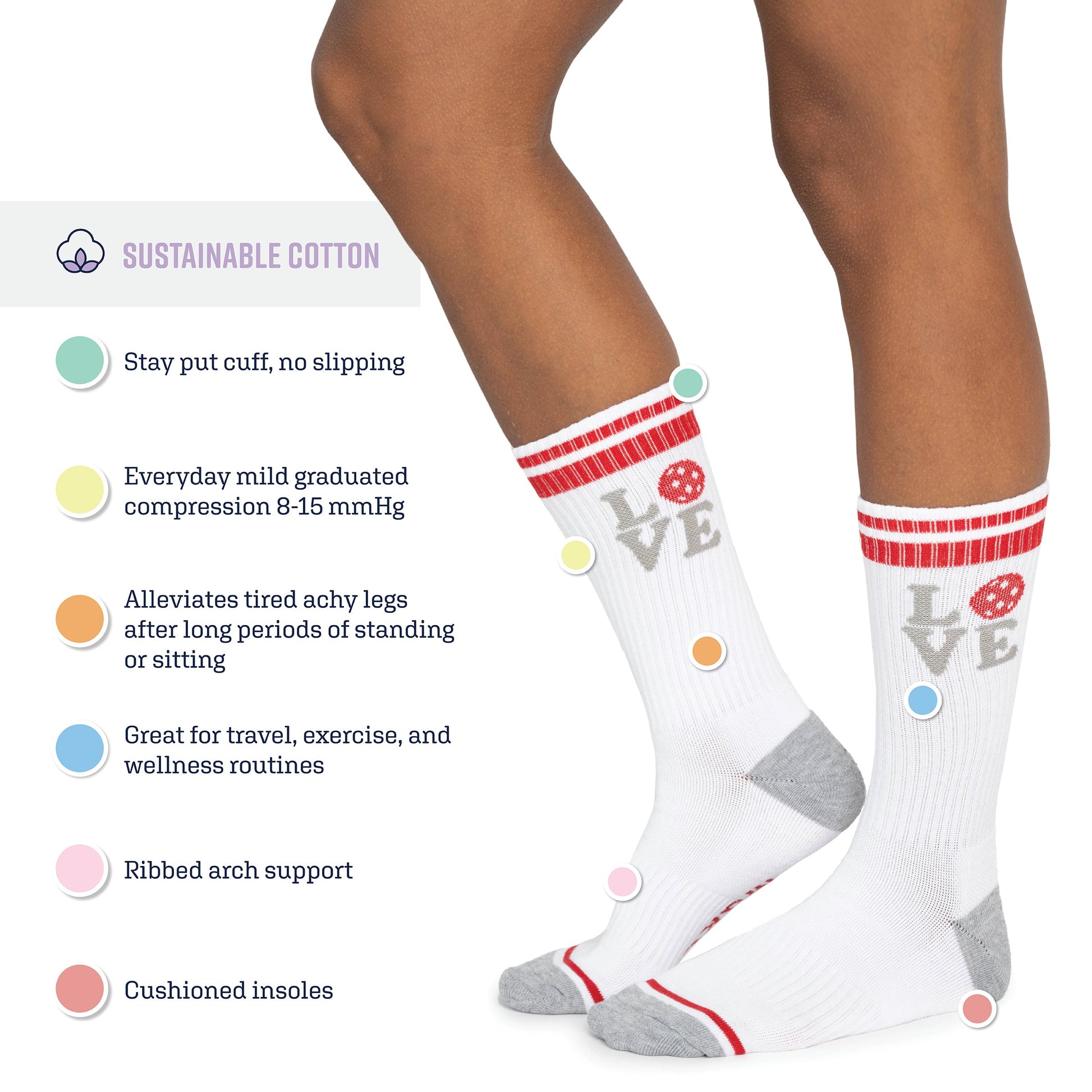 Muk Luks 3 Pack Cotton Compression Crew Socks