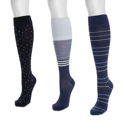 Muk Luks 3 Pair Pack Nylon Compression Socks