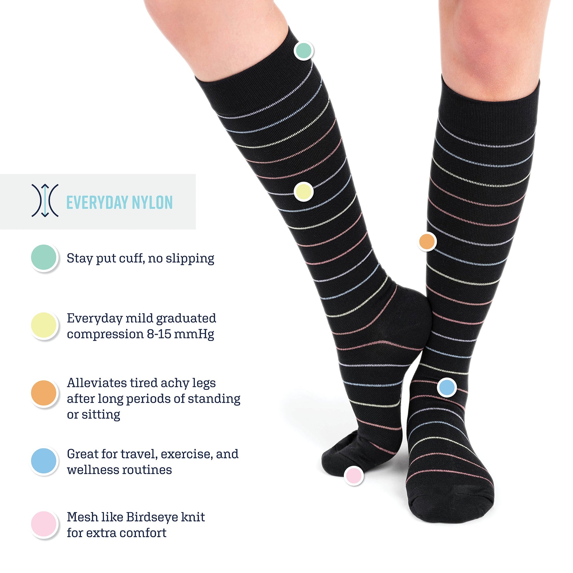Muk Luks 3 Pair Pack Nylon Compression Socks