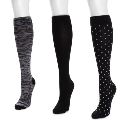 Muk Luks 3 Pair Pack Nylon Compression Socks