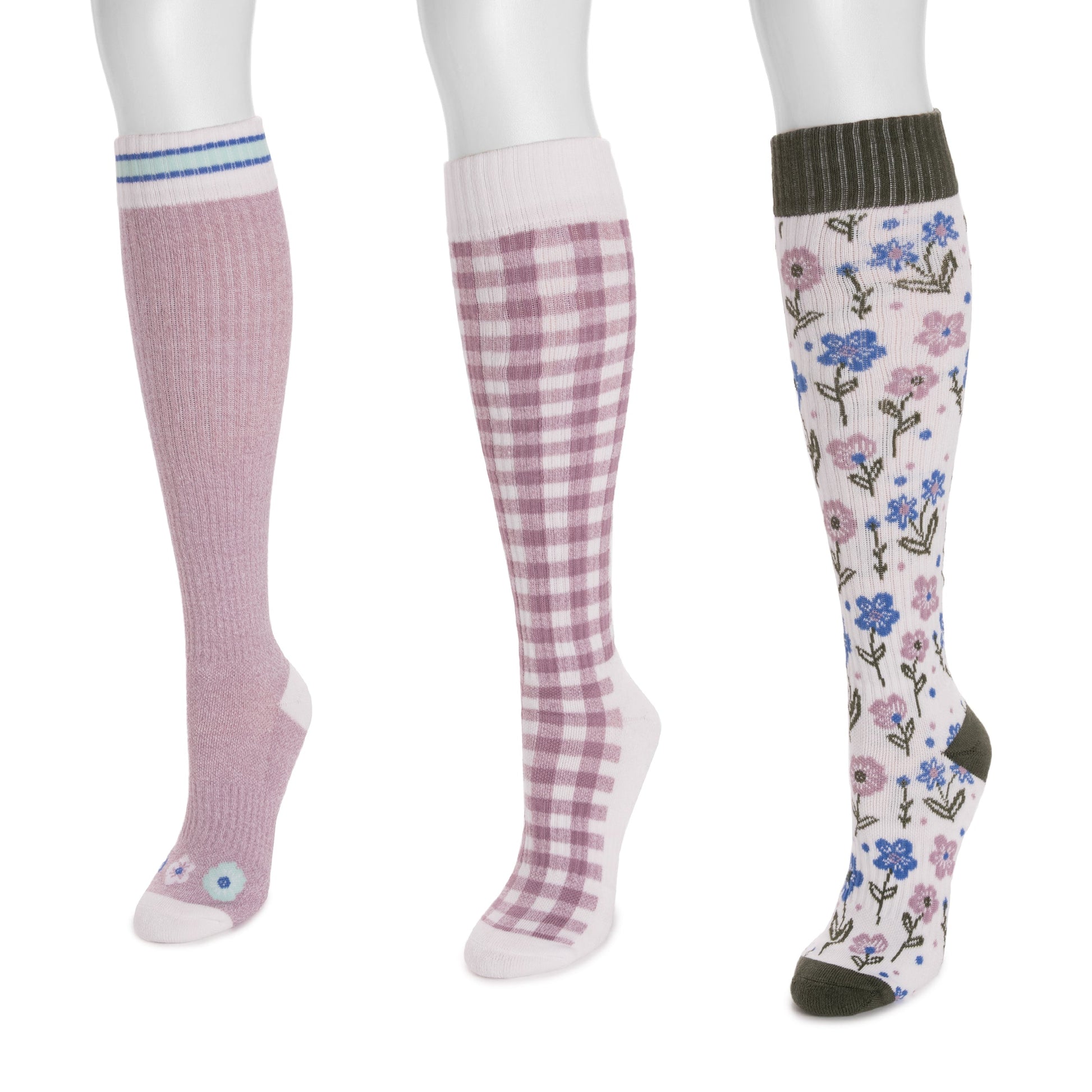 Muk Luks 3 Pack Cotton Compression Knee-High Socks