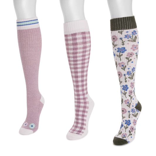 Muk Luks 3 Pack Cotton Compression Knee-High Socks
