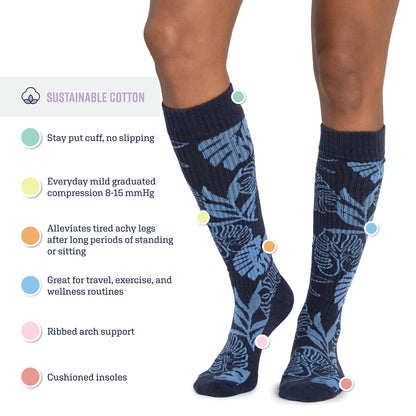 Muk Luks 3 Pack Cotton Compression Knee-High Socks