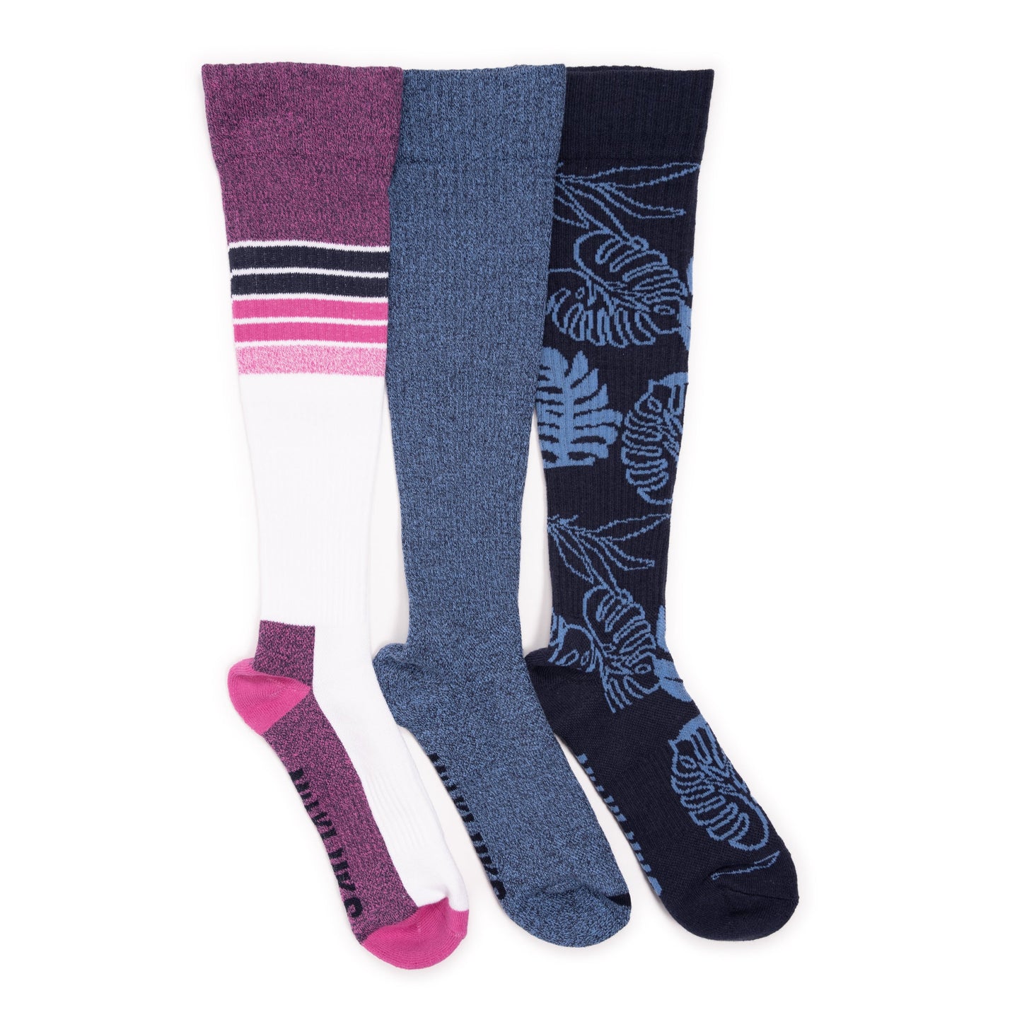 Muk Luks 3 Pack Cotton Compression Knee-High Socks