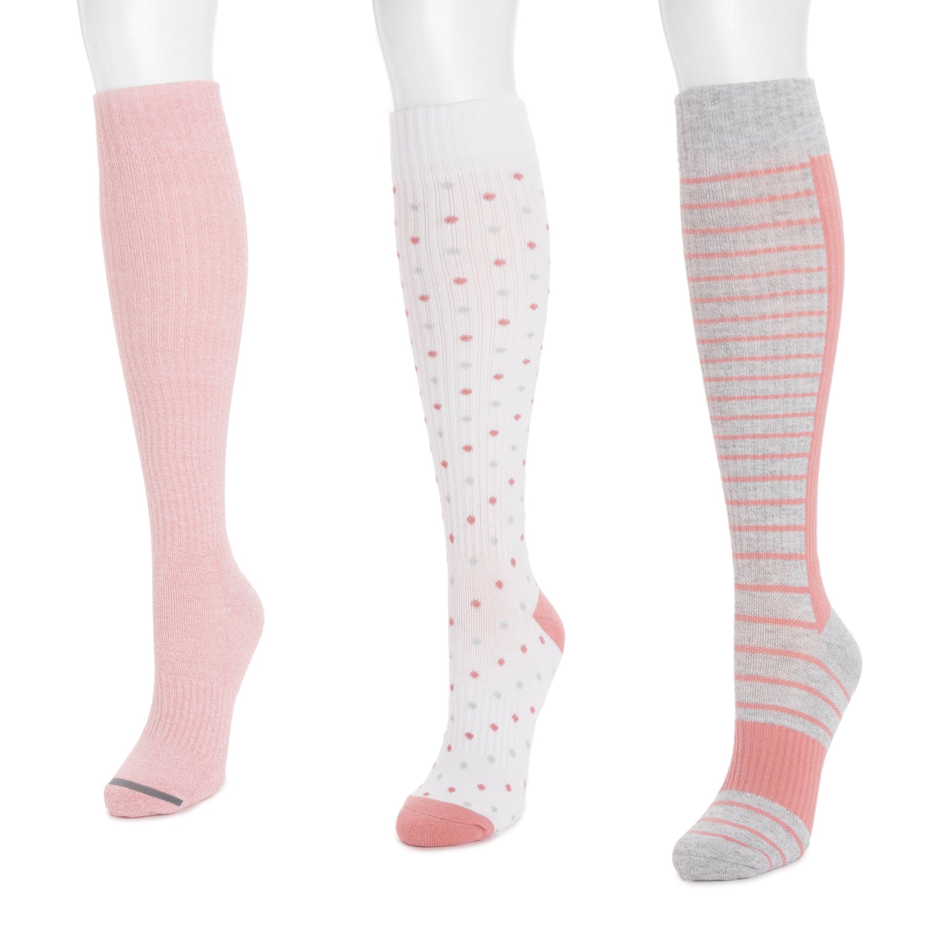 Muk Luks 3 Pack Cotton Compression Knee-High Socks