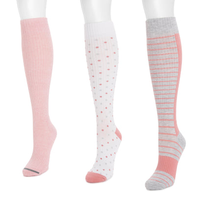 Muk Luks 3 Pack Cotton Compression Knee-High Socks