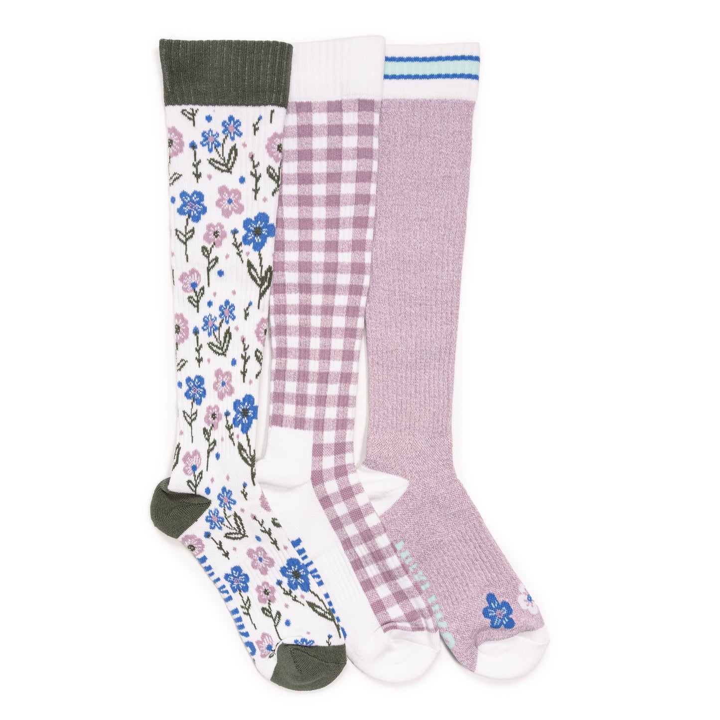 Muk Luks 3 Pack Cotton Compression Knee-High Socks