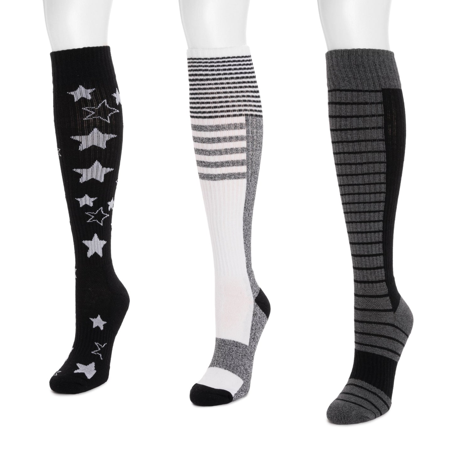 Muk Luks 3 Pack Cotton Compression Knee-High Socks