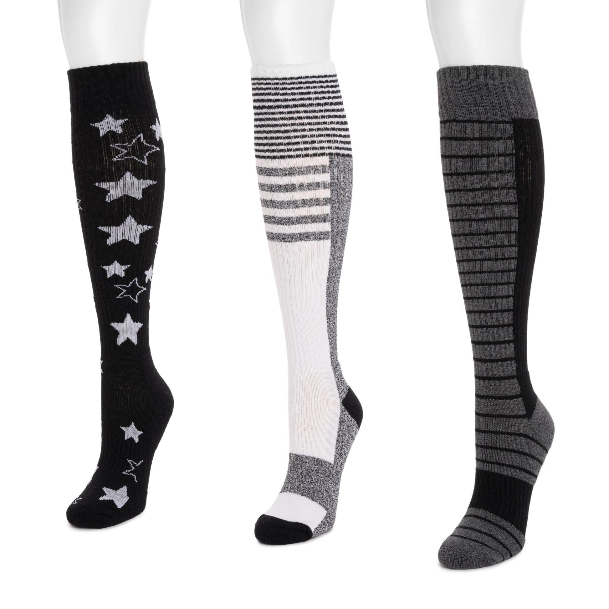Muk Luks 3 Pack Cotton Compression Knee-High Socks