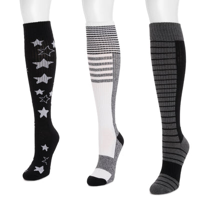 Muk Luks 3 Pack Cotton Compression Knee-High Socks