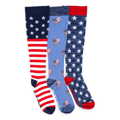 Muk Luks Unisex 3 Pack Nylon Compression Knee-High Socks