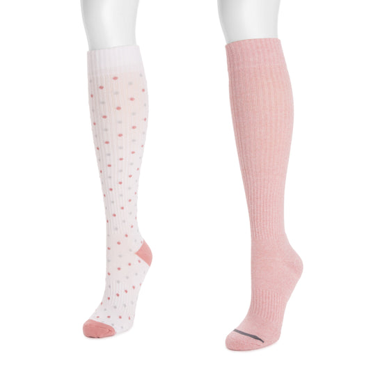 Muk Luks 2 Pair Pack Cotton Compression Knee High Socks