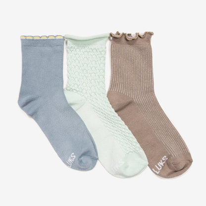Muk Luks LUXE Whisper Soft Quarter Crew Socks 3 Pack