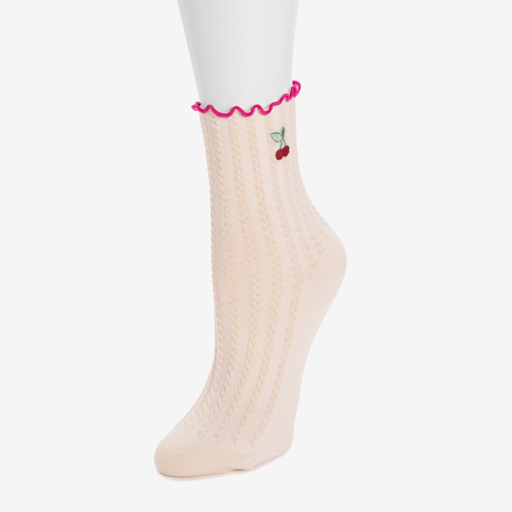 Muk Luks Luxe Texture Embroidery Crew Sock