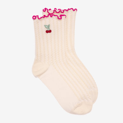 Muk Luks Luxe Texture Embroidery Crew Sock