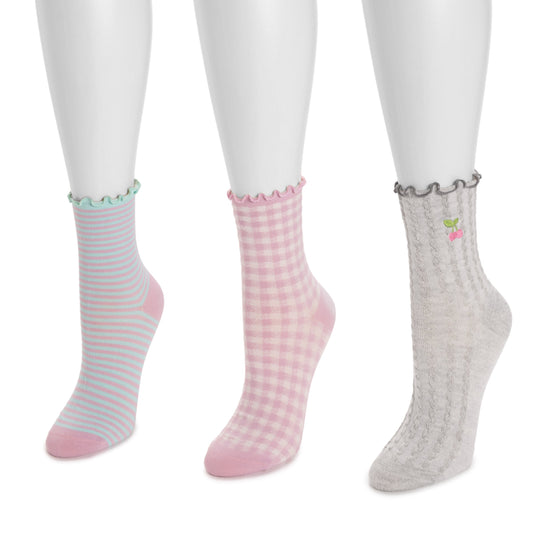 Muk Luks Textured Embroidery Crew Sock