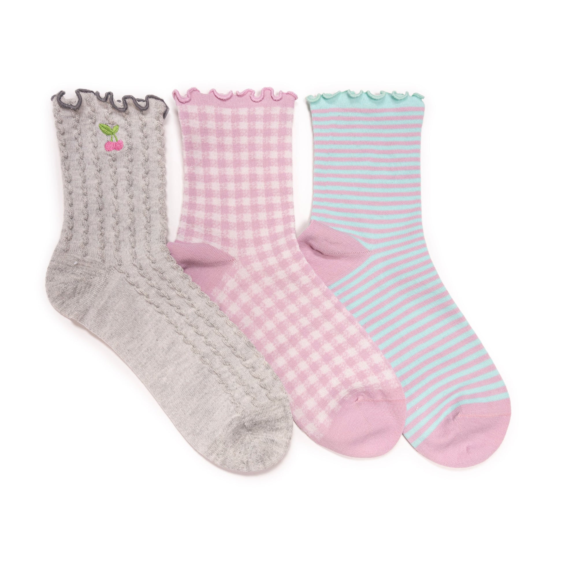 Muk Luks Textured Embroidery Crew Sock