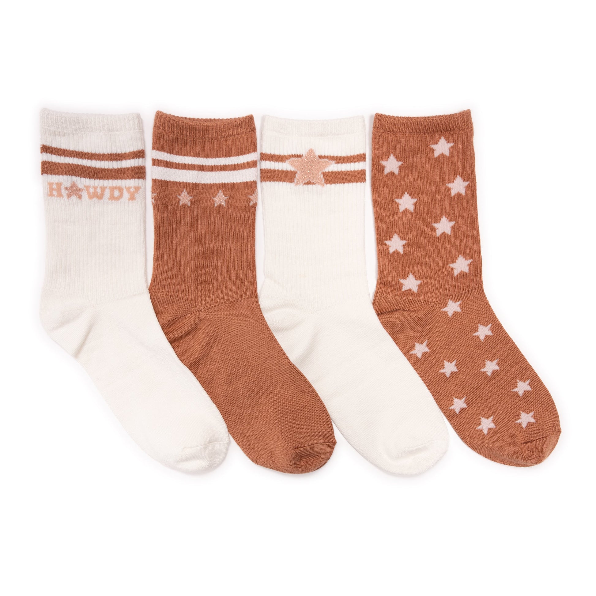 Muk Luks 4 Pack Poly Howdy Crew Socks