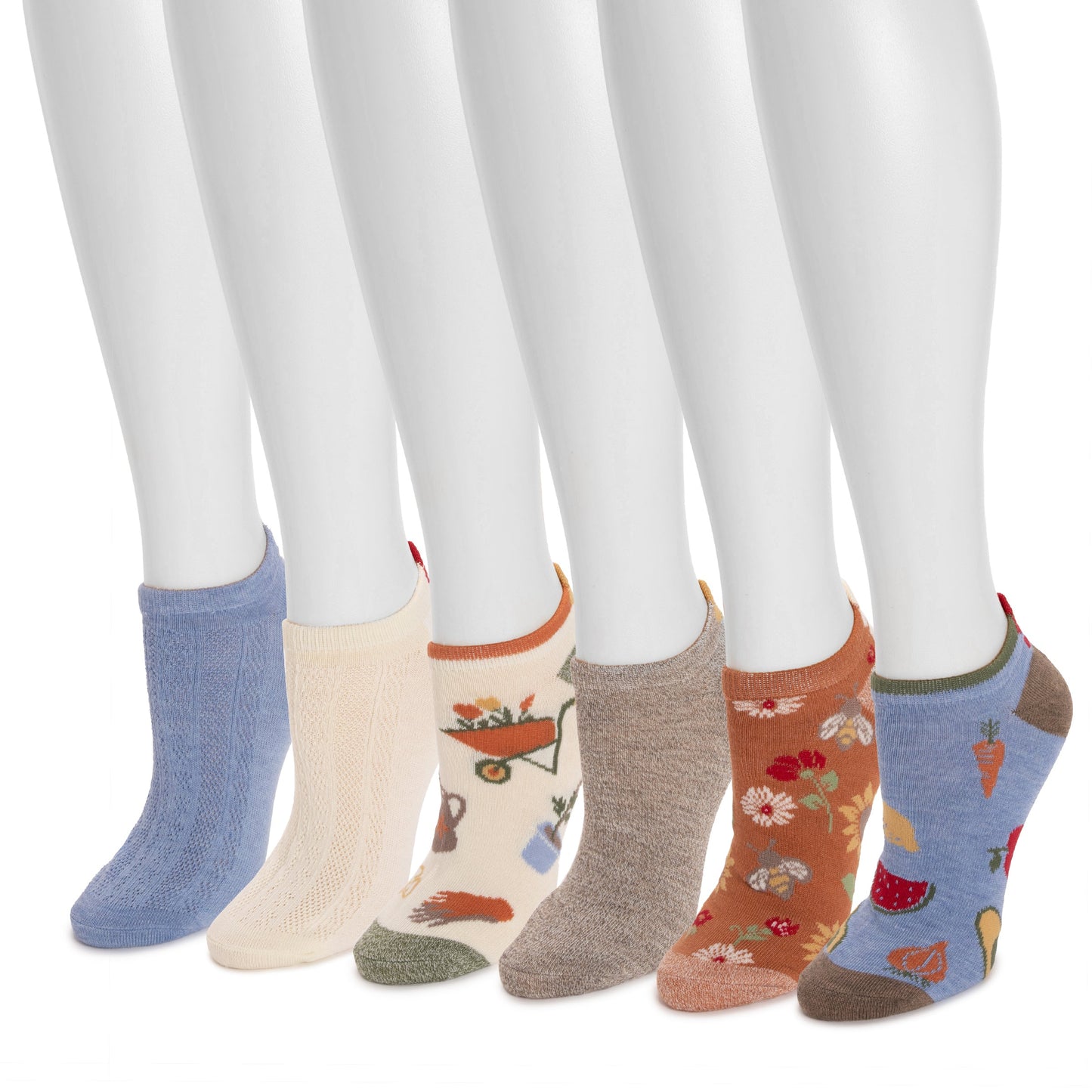 Muk Luks 6 Pack 3D Tab Low-Cut Ankle Socks